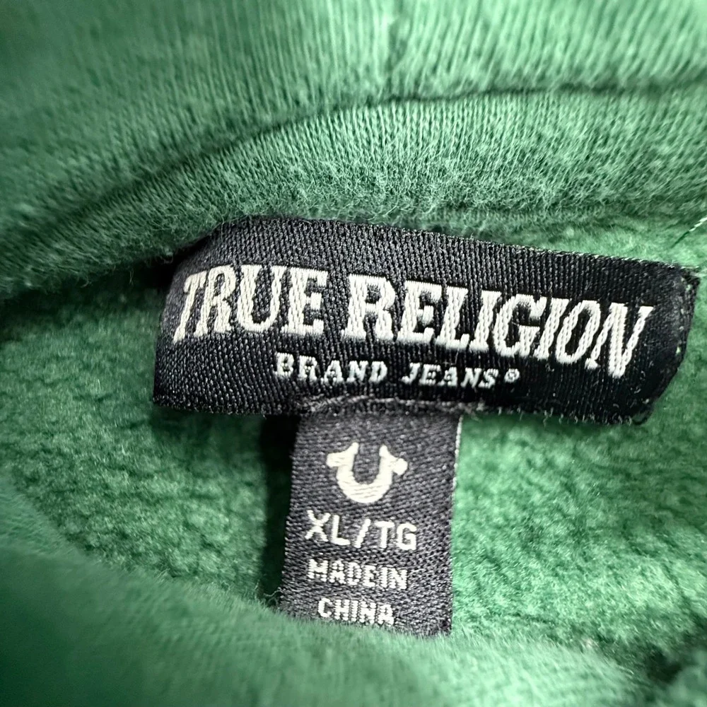 True Religion Pullover Green Buddha Guitar Graphic Hoodie Sweatshirt Men XL
